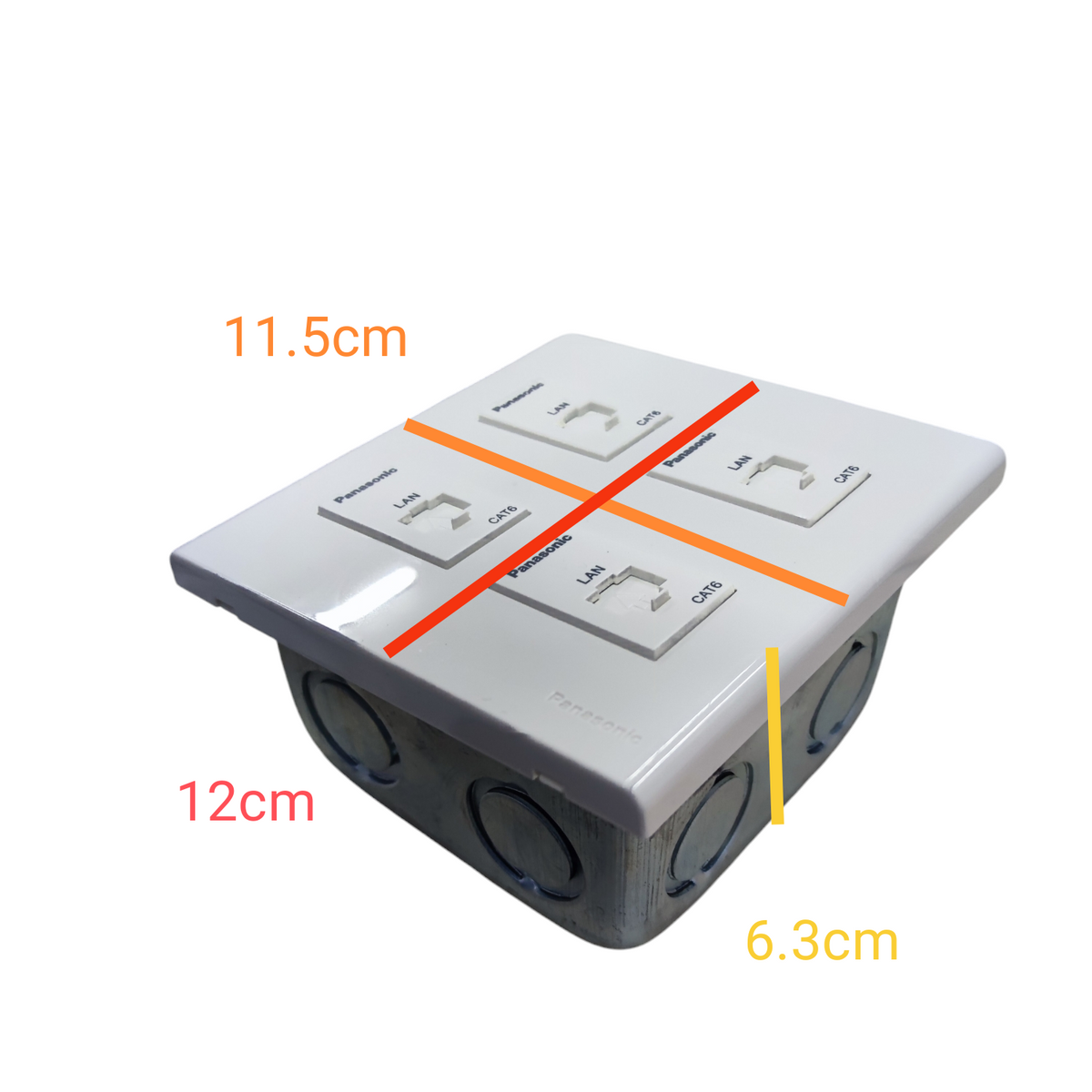 Panasonic 4 Gang CAT6 Data Outlet Wide Series WEG6804+(4XWEG24886)+Utility Box