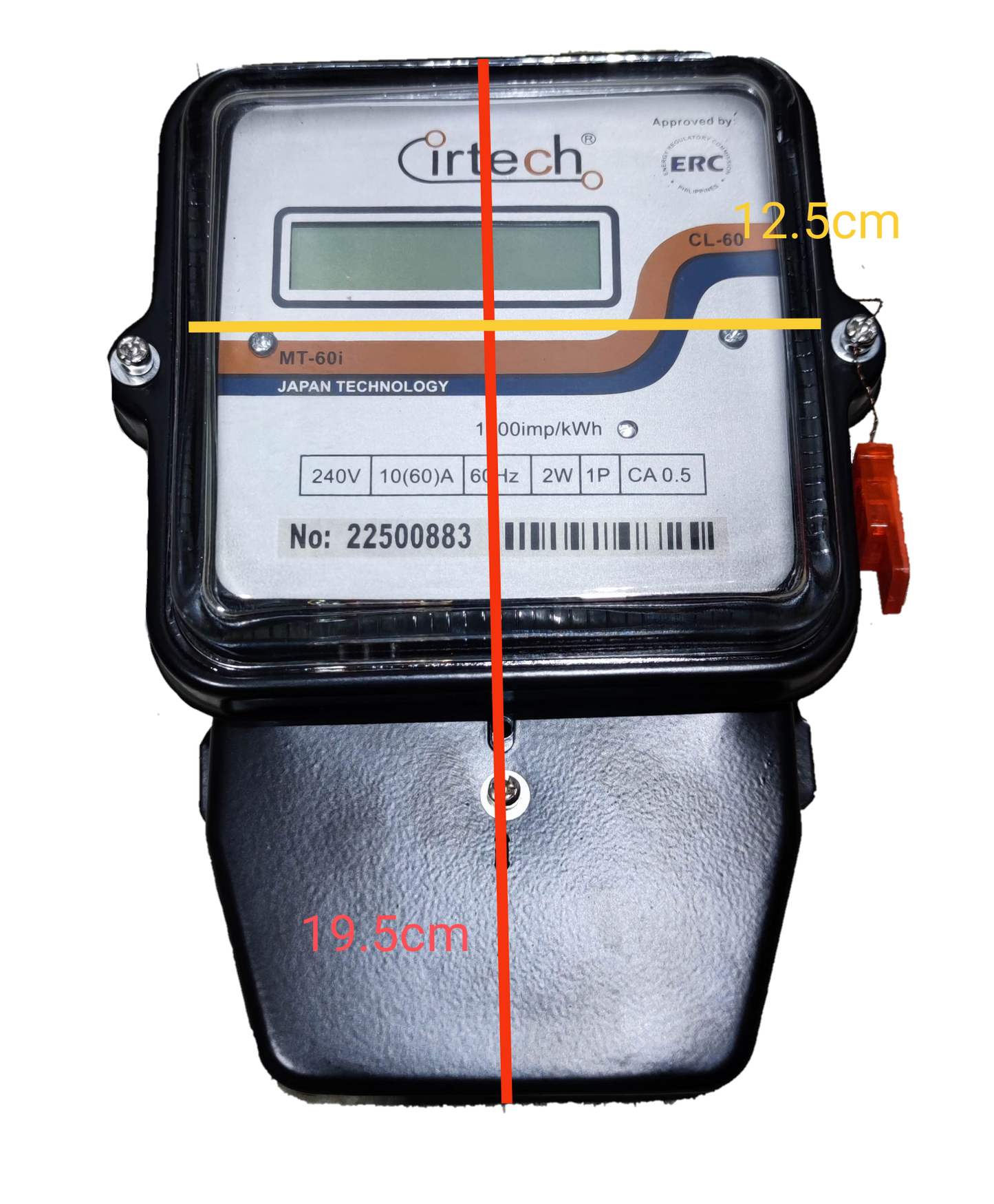 Cirtech KWH Meter 60A 2W Single Phase Submeter 2 Wire Single Phase LCD Monitor
