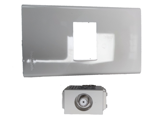 Panasonic 1 Gang F Type Television Terminal with white wall plate for cable TV connection