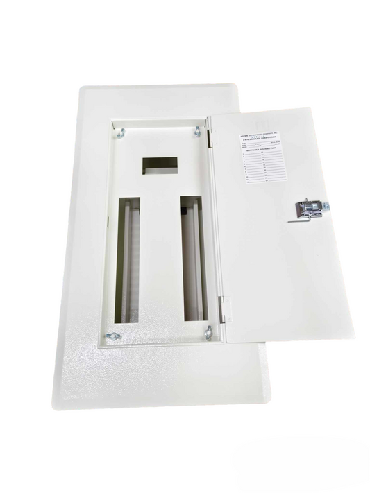 Himel & Koten 100A 3 phase panel board with a secure locking door and interior wiring slots