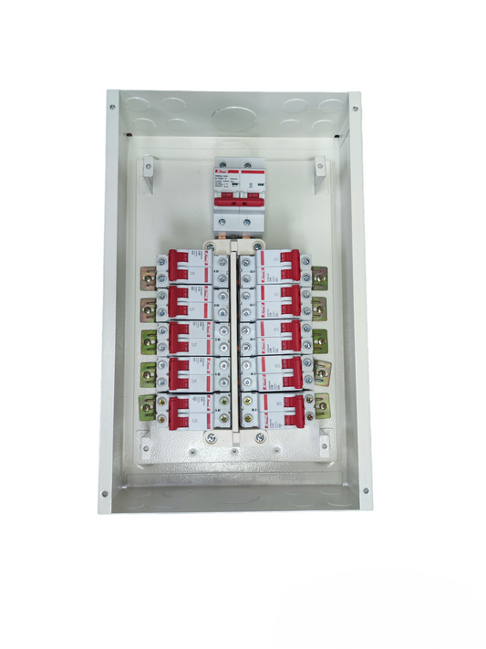 100A miniature circuit breaker panel from Koten & Himel with 16 circuit slots for electrical systems