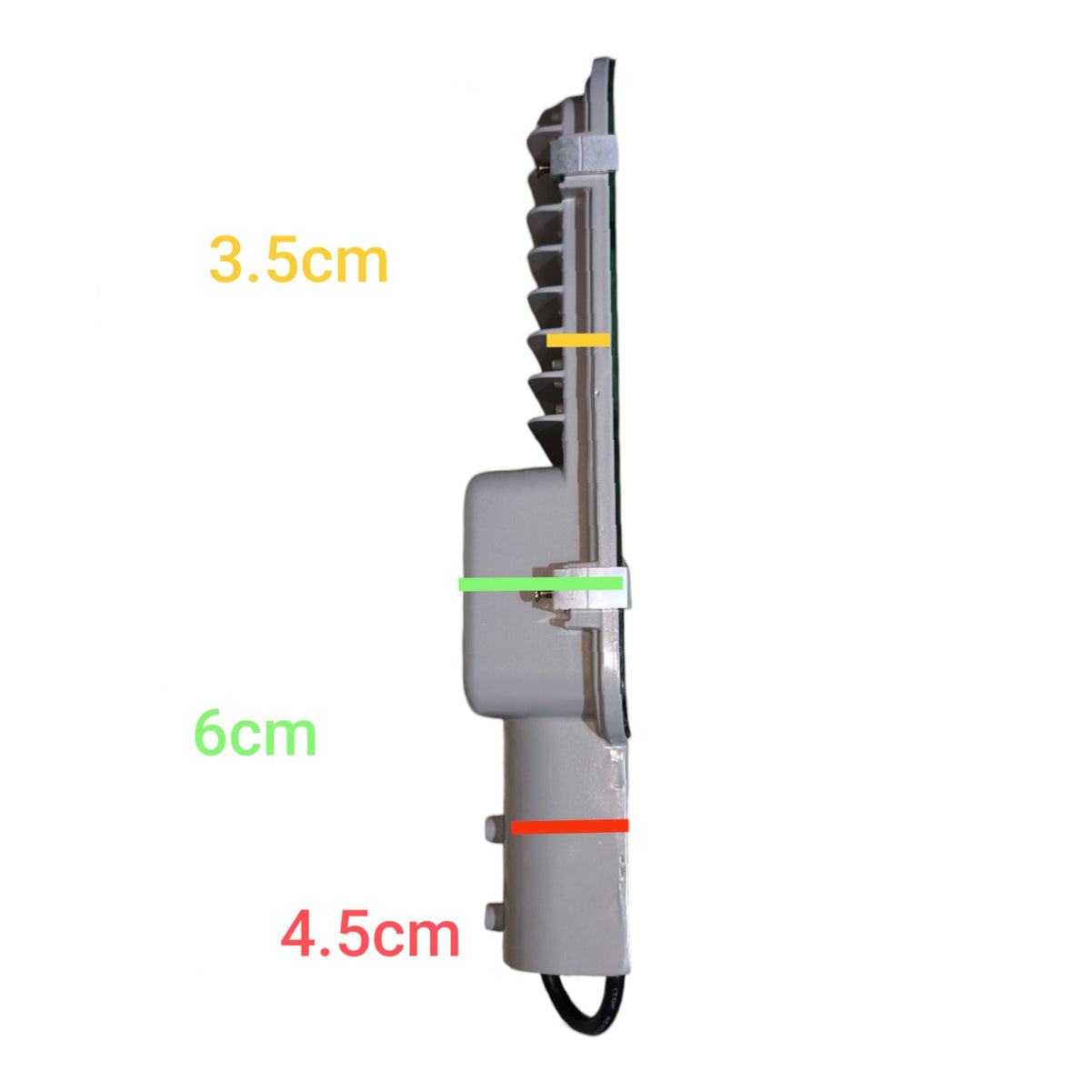 Measurement chart of a LED high bay light with dimensions labeled.