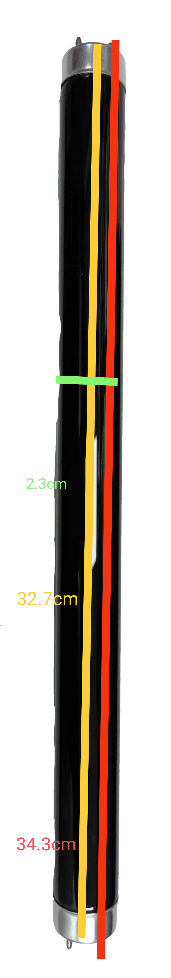 Sankyo Denki 10W Black Light T-8 Fluorescent Tube with black coating and metal end caps