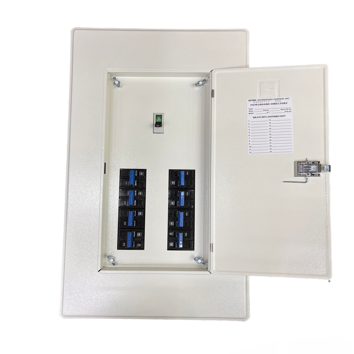 Koten 125A panel board with 8 Branch for efficient electrical distribution and circuit management