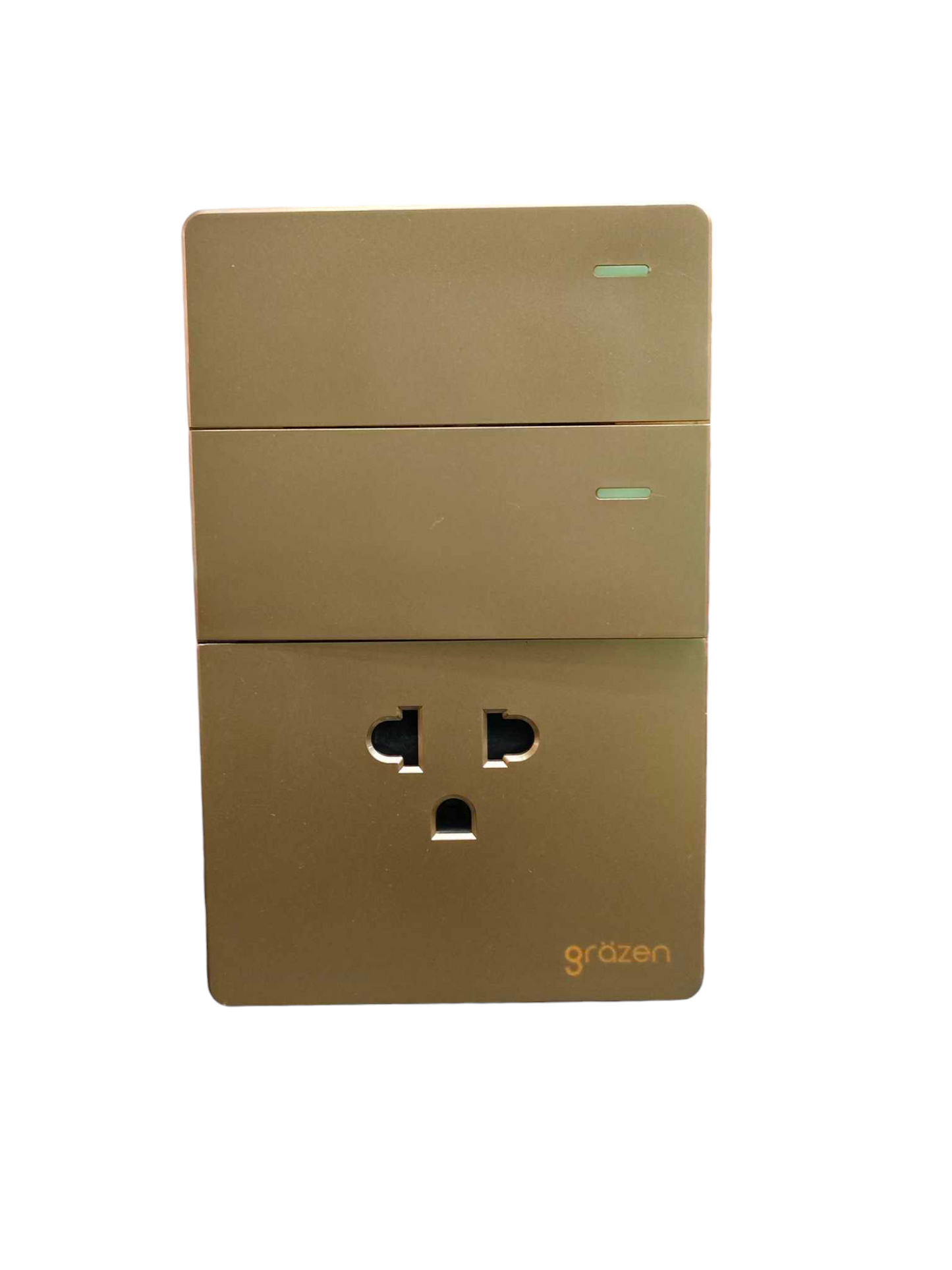 Grazen 2 Gang 1 Way Switch with 1 Gang Universal Outlet with Ground 16A 220V GW-009