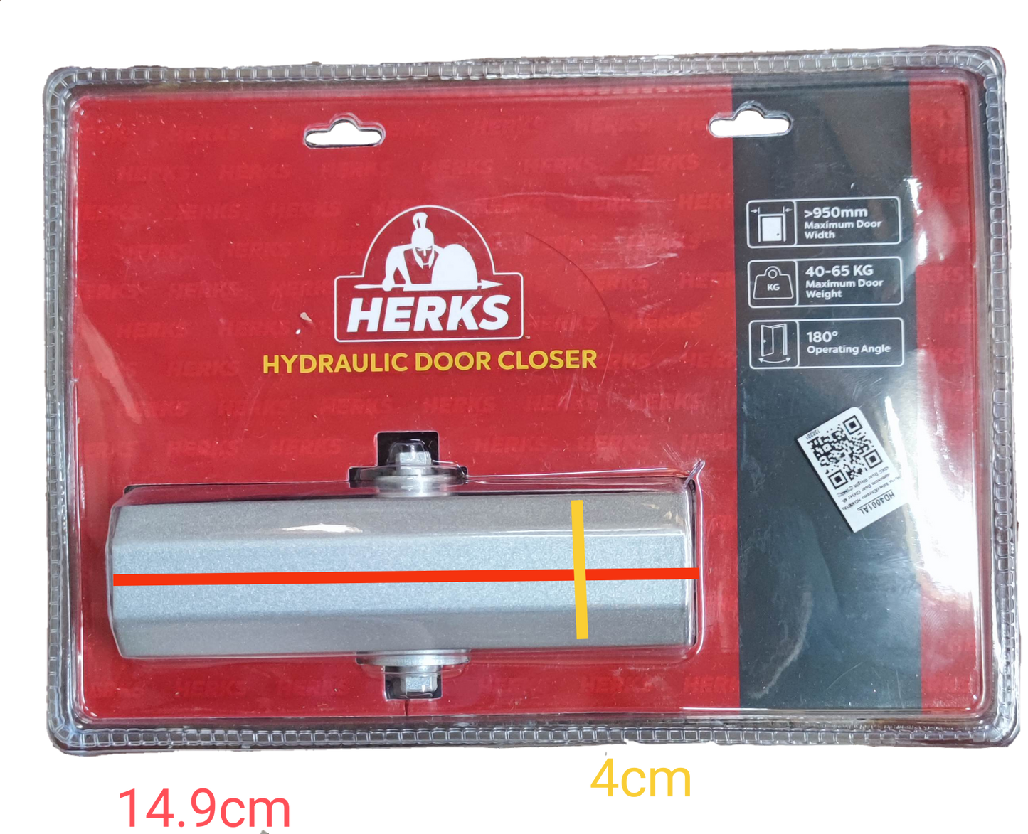 Herks Hydraulic Door Closer 40-65KG, 65KG Door Closer 950mm Maximum Door Wide 180 Degree Angle