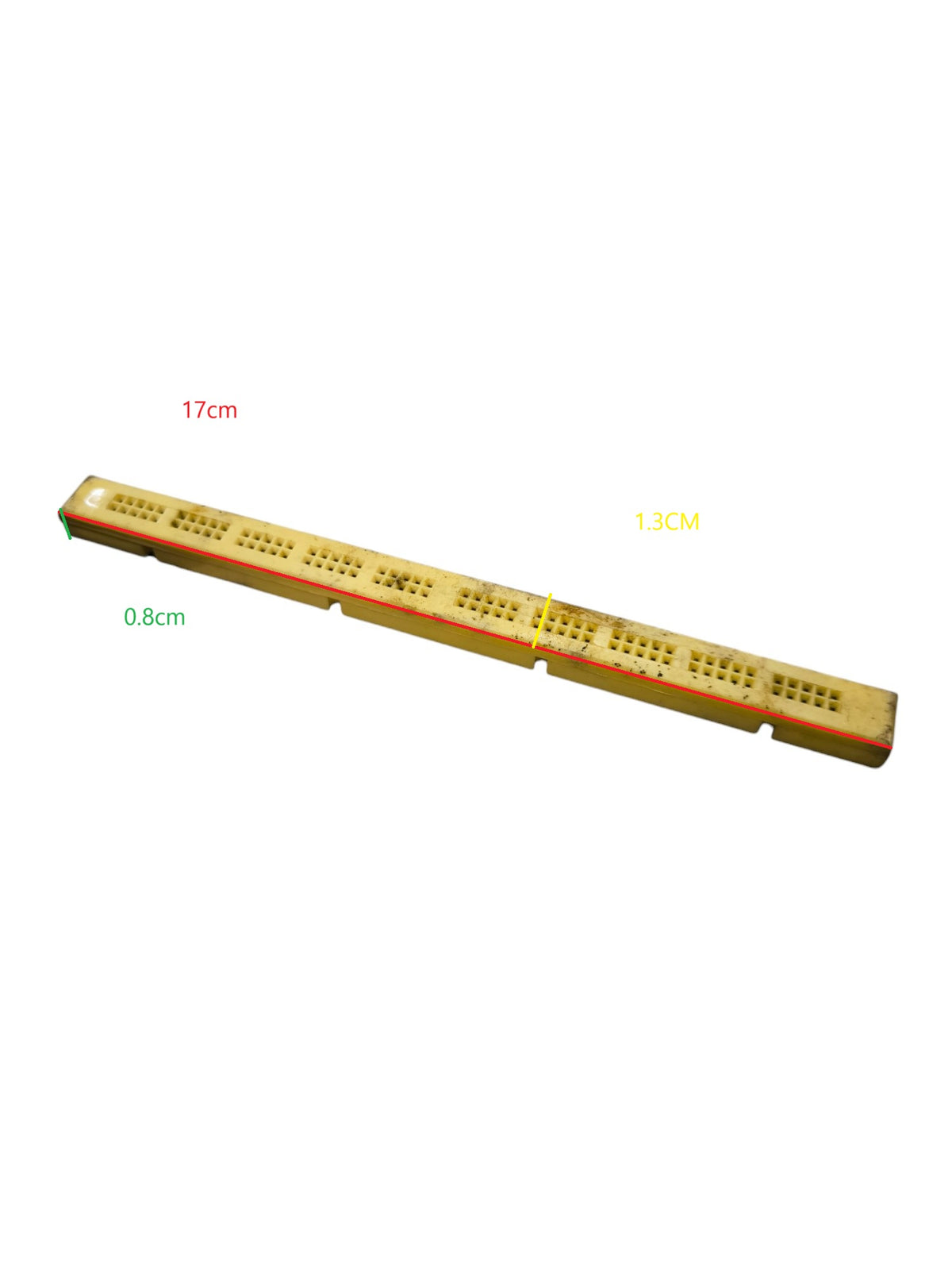 165mm x 54mm electronic bread board with multiple connection points for electrical circuitry projects