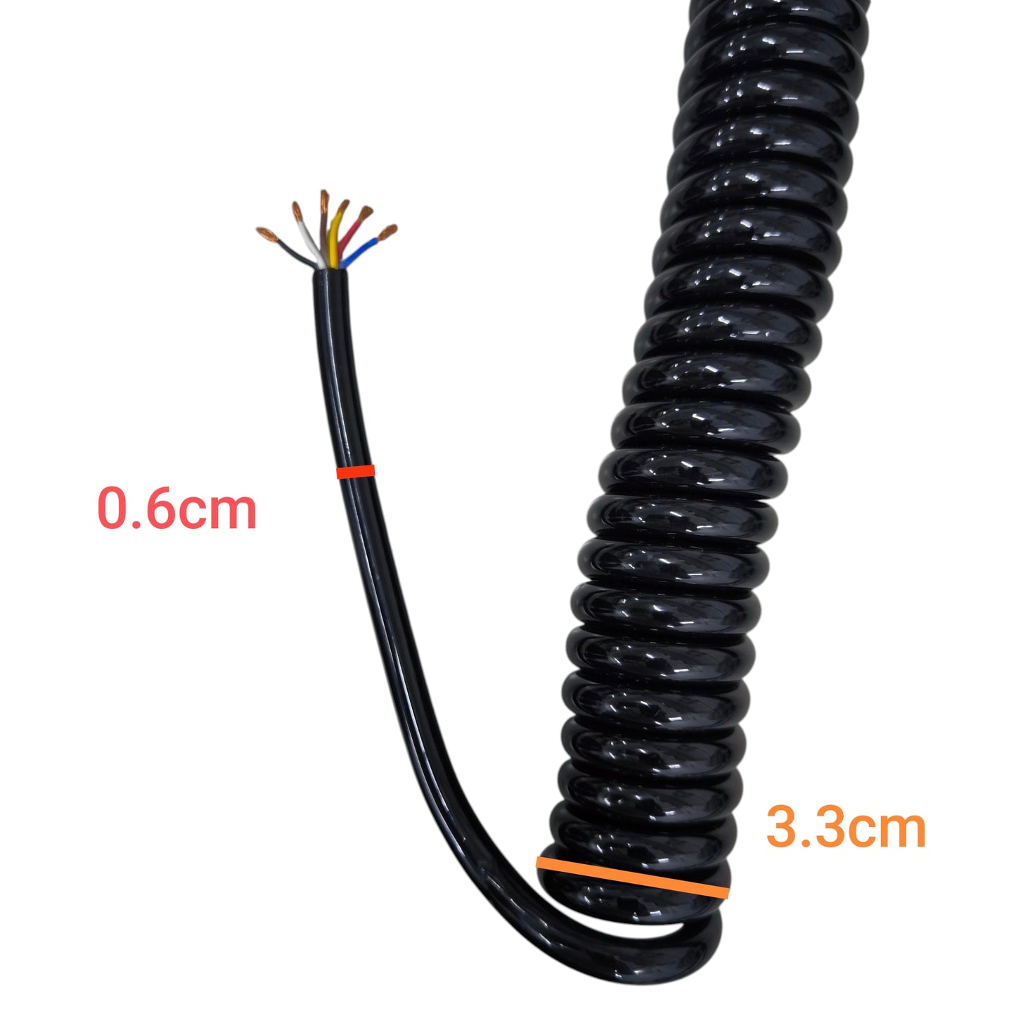 Grippes Spiral Cord 6 Core AWG 20 Max 5Meters 0.6cm x 0.5mm ( 5 Meters Un-Coiled) Coil Wire, Spring Cable