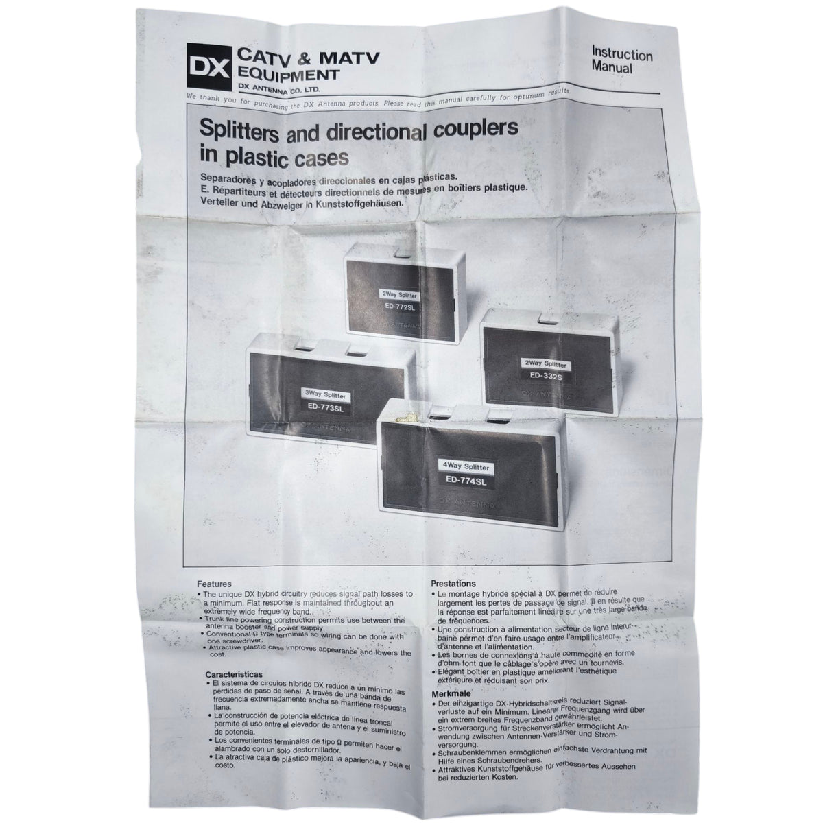 DX 2 Way Splitter for Coaxial Type CATV ED-772SL