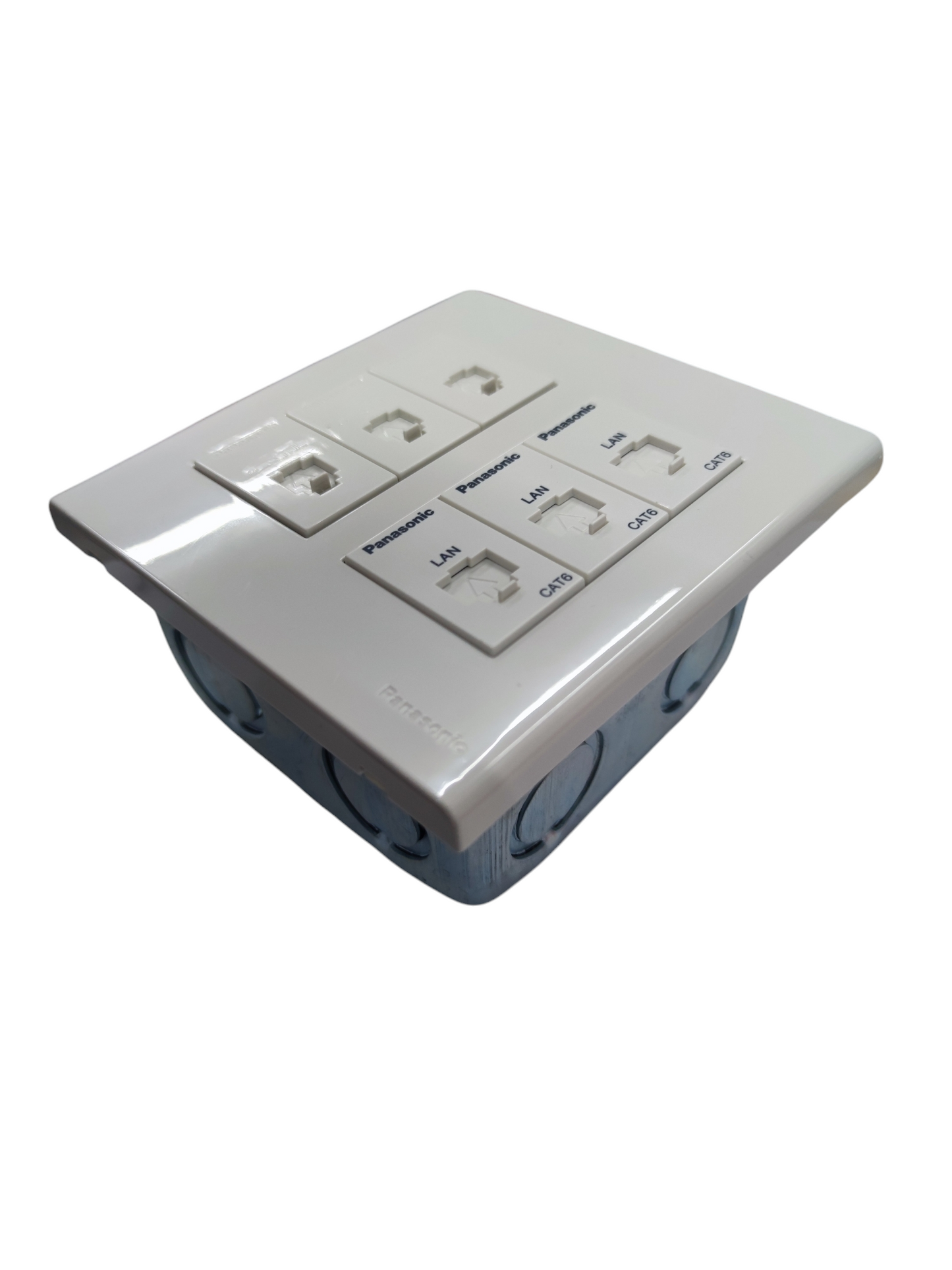 Panasonic 3 Gang Telephone Outlet and 3 Gang CAT6 with Utility Box WEG6806+(3XWEG2164+3XWEG24886)+Utility