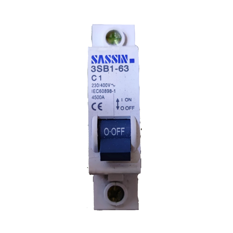 Sassin 1A Miniature Circuit Breaker 1 Pole 4.5 KAIC with ON OFF switch for electrical circuitry