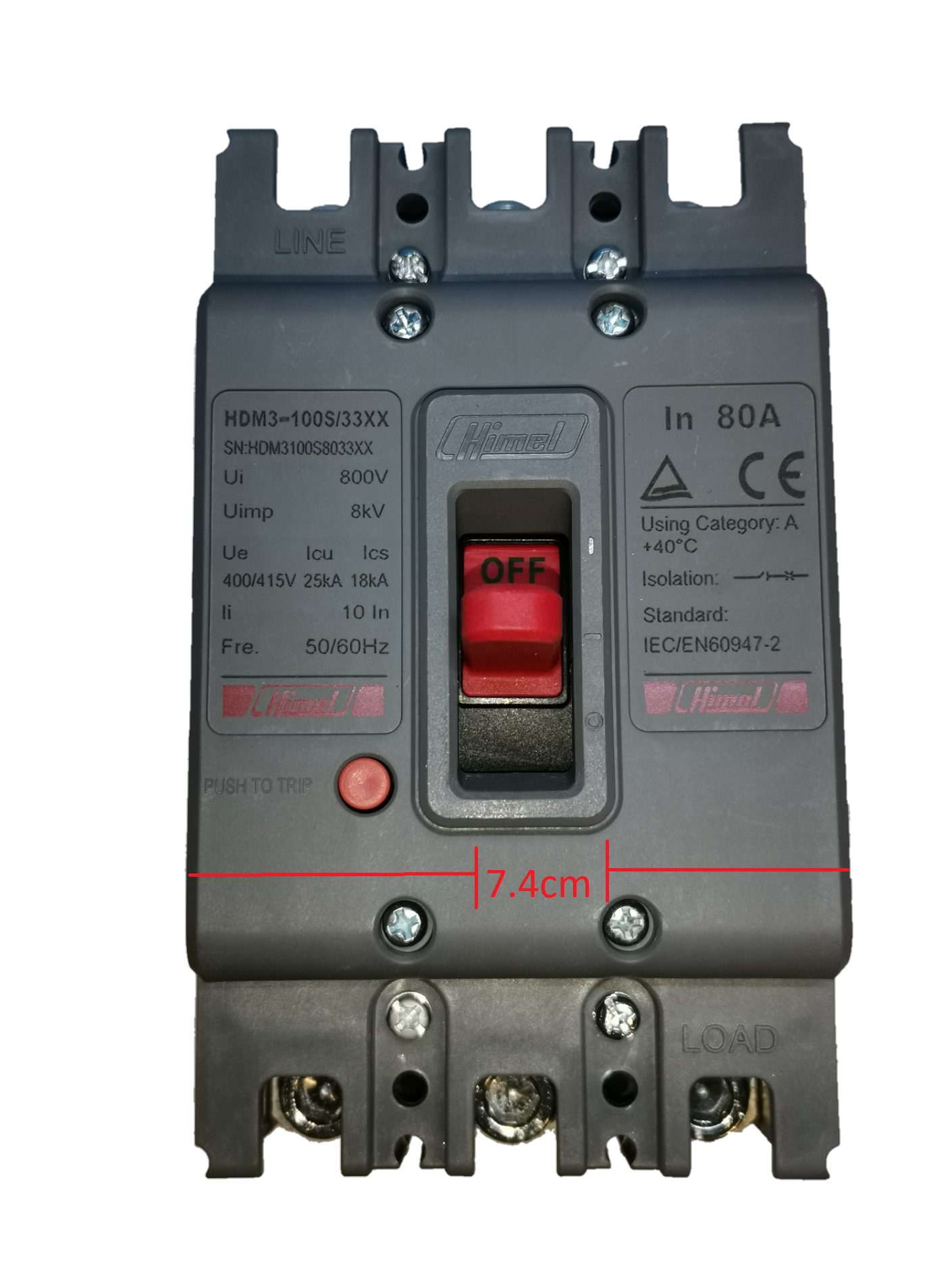 Himel 80A 3 Pole Molded Case Circuit Breaker, 80A Industrial Circuit Breaker 3 Pole 18 Kaic 250V