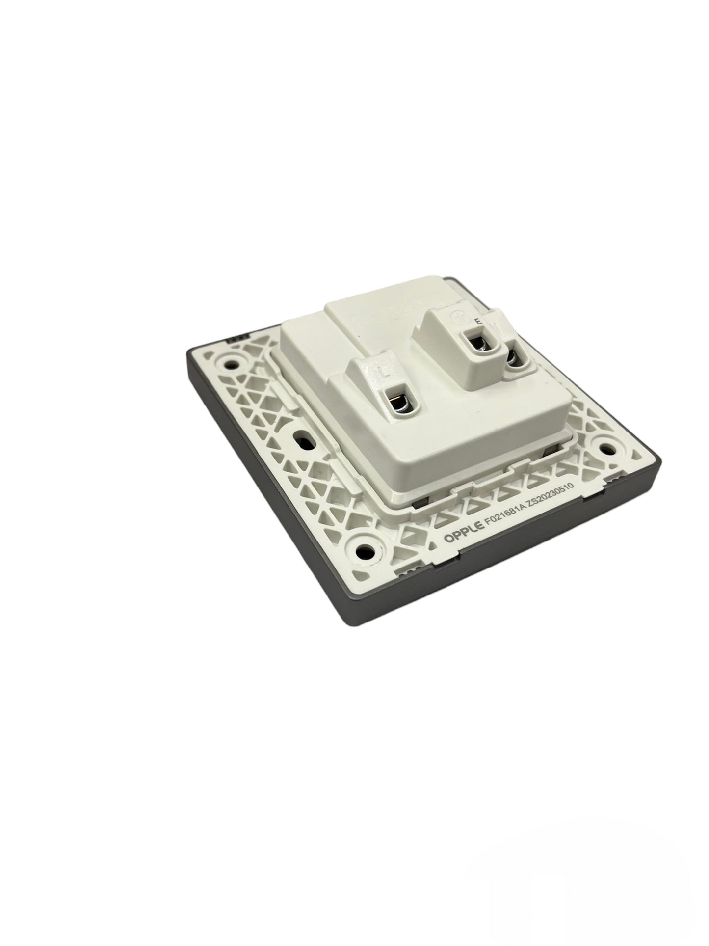 Opple Duplex Universal Outlet with Ground with Switch Control Square Type Gray with Plate Cover 16A 220VF021681A
