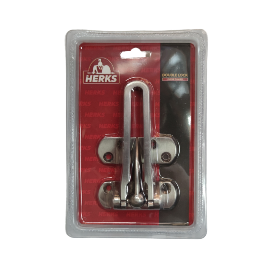 Double Lock Door Guard Satin Nickle 108 x 68 x 21mm Zinc Alloy Door Chain Mode ( Herks) HD1002SN