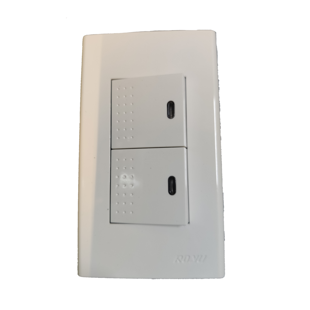 Royu 2 Gang 1 Way Switch with LED white electrical wall switch panel
