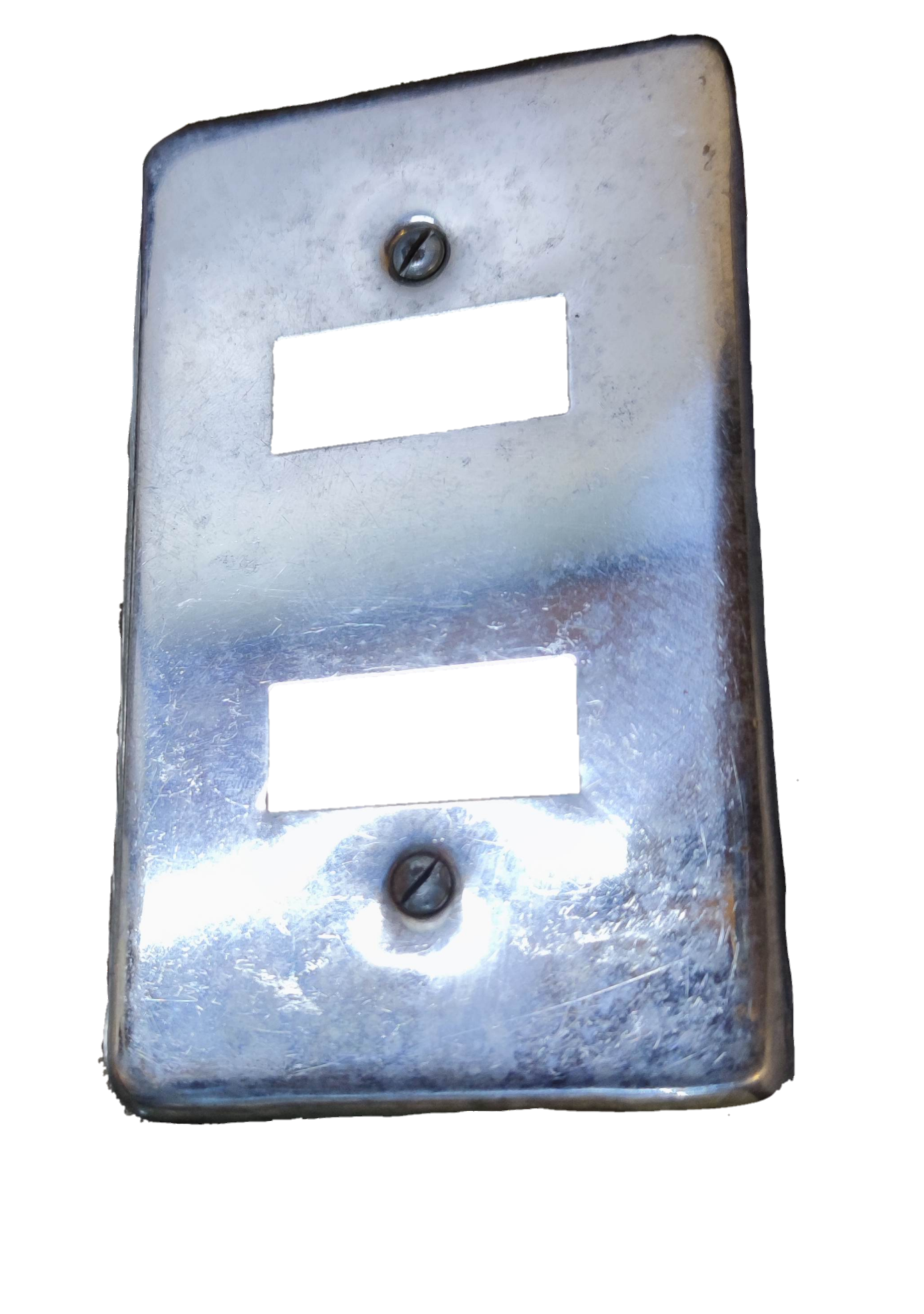 Amco 2 gang metal plate cover with silver finish for power points and switches