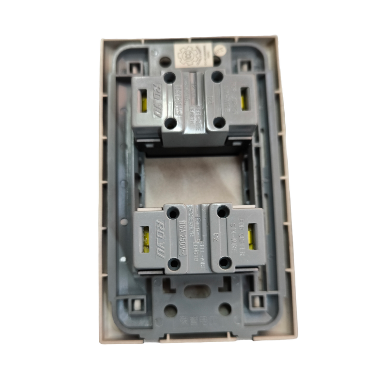 Royu 2 Gang Universal Outlet 10A 250V power point switch socket component in gray and white