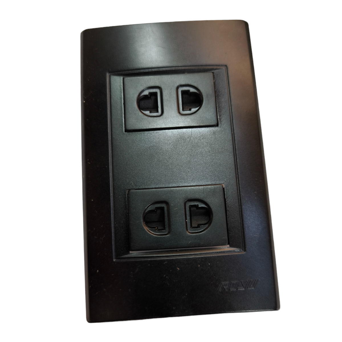 Royu black 2 Gang Universal Outlet 10A 250V power point with two double sockets