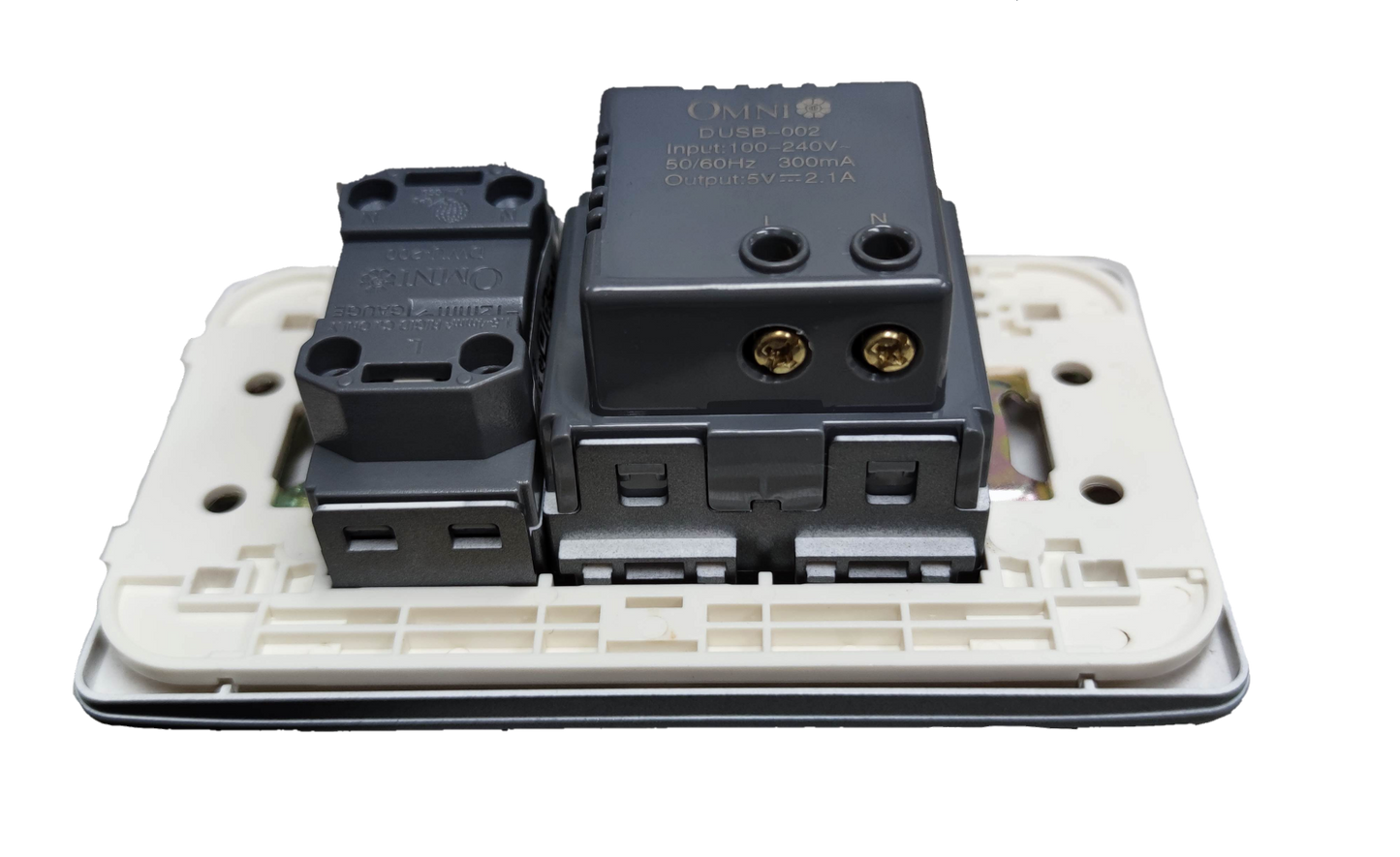 Omni 2 gang USB outlet with universal socket for convenient charging and power access