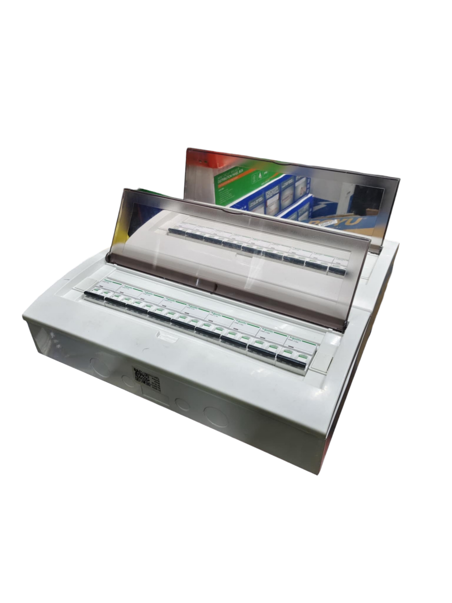 Schneider & ZY 2 pole 17 branch MCB panel with transparent cover for easy access and visibility