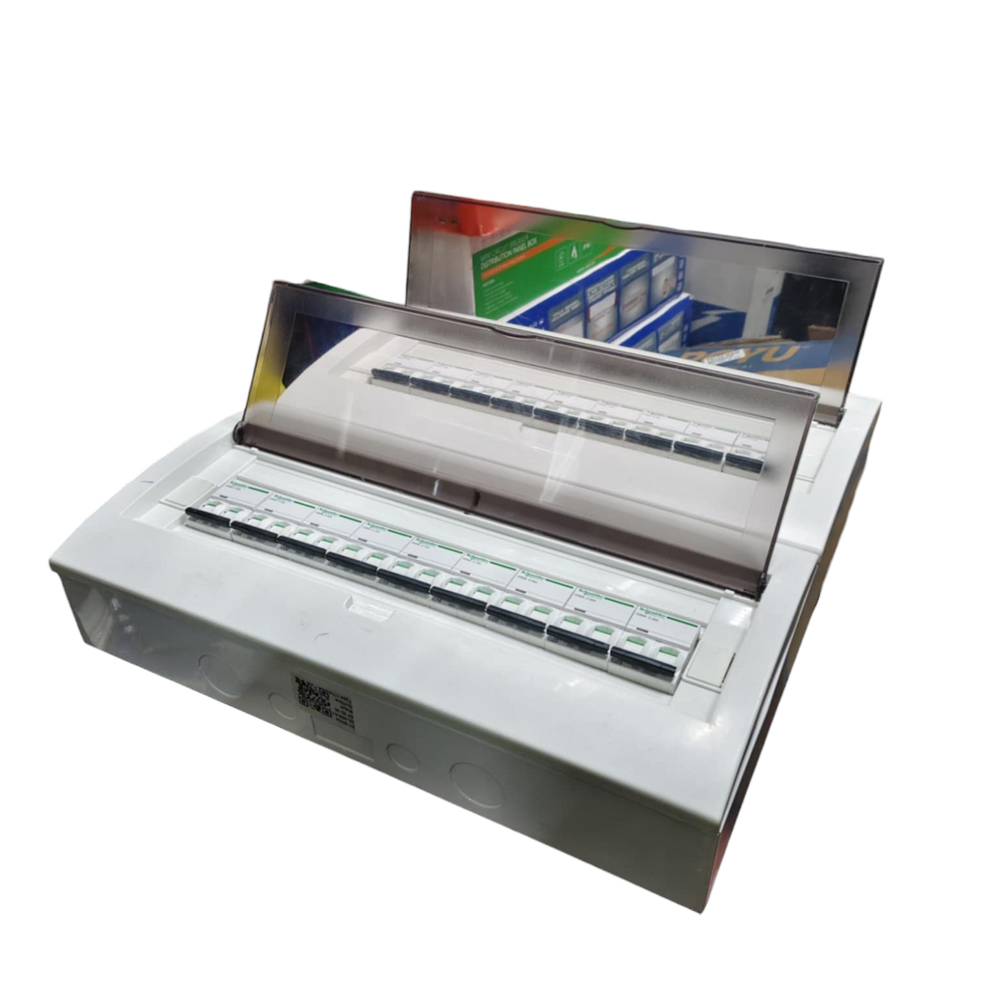 Schneider & ZY 2 pole 17 branch MCB panel with transparent cover for easy access and visibility