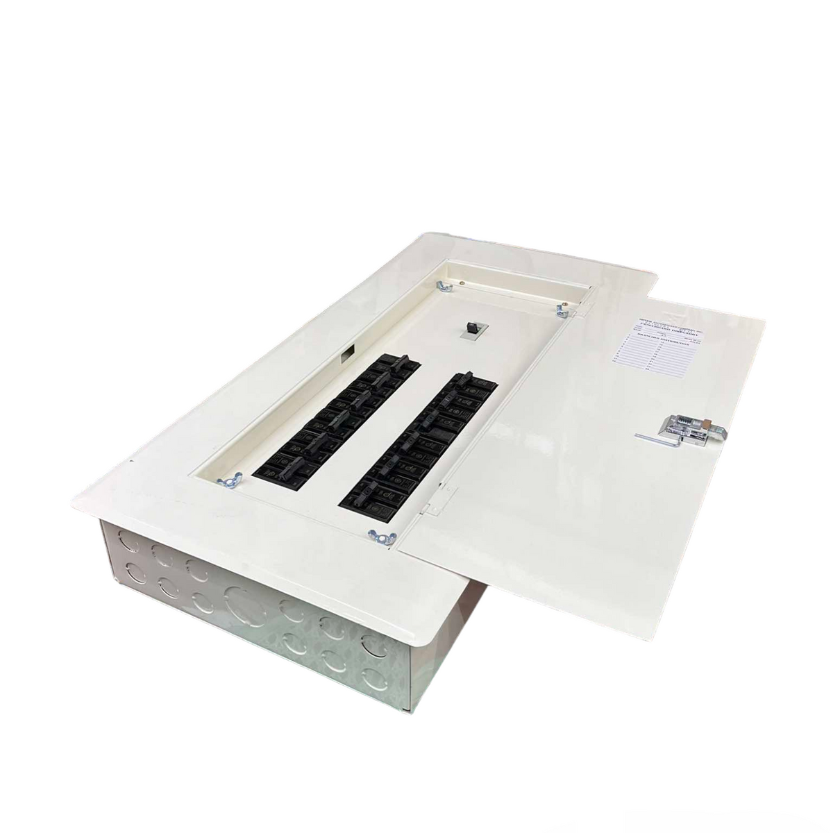 Koten and GE 2 pole main panel board 12 branches electrical circuitry part with open white metal cover