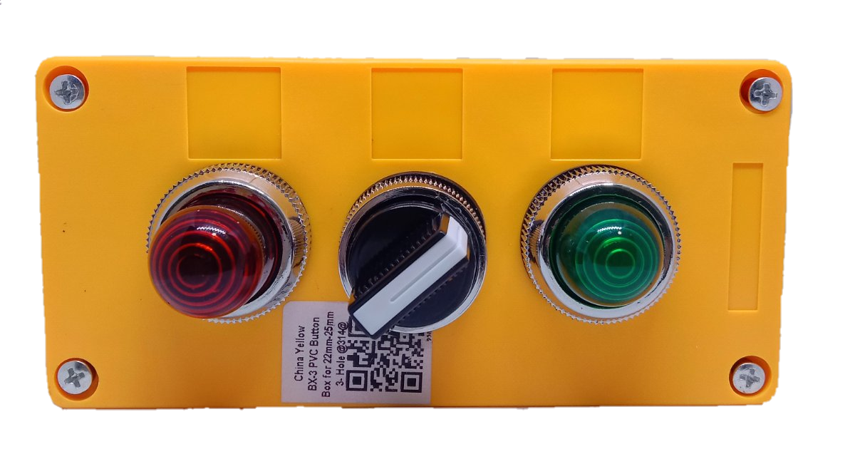 Auspicious 2 position selector switch 220V with red and green indicator lights on yellow panel