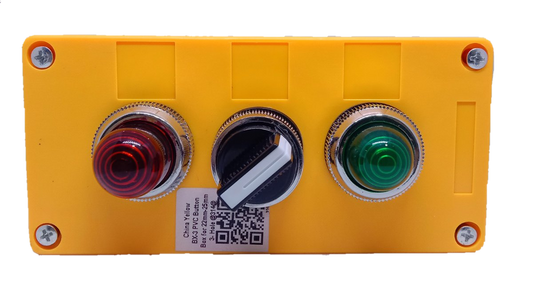 Auspicious 2 position selector switch 220V with red and green indicator lights on yellow panel