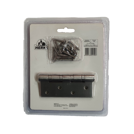 Door Hinges 4" x 3" x 3mm Ball Bearing Stainless Metal Satin Stainless Finish HD5003SS ( Herks)