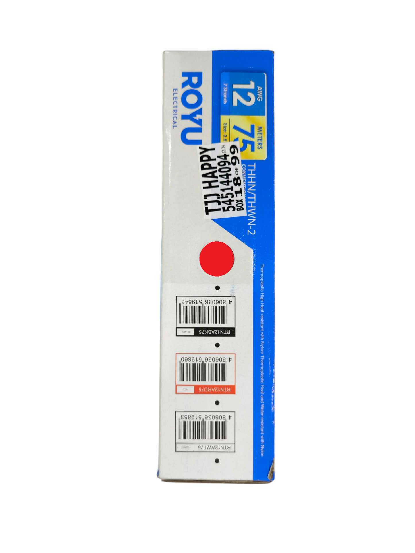 Royu 3.5mm Stranded Wire AWG 12/7 THHN/THWN (75 Meters) White