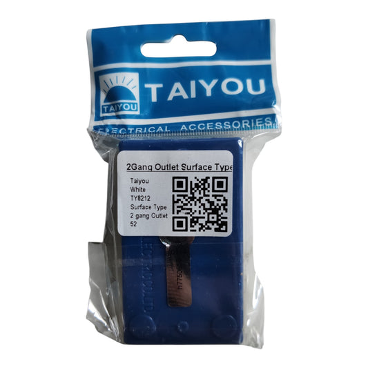 Taiyou Outlet 2 Gang Surface Type Extension Cord Type, 2 Gang Flat Pin Outlet Surface Type