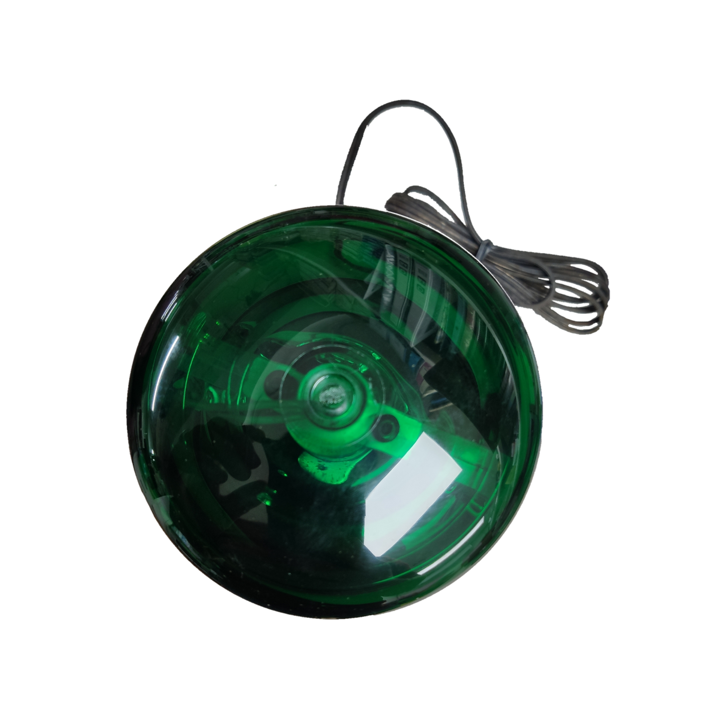 220V green revolving warning light with a clear casing and attached wire for seasonal decoration