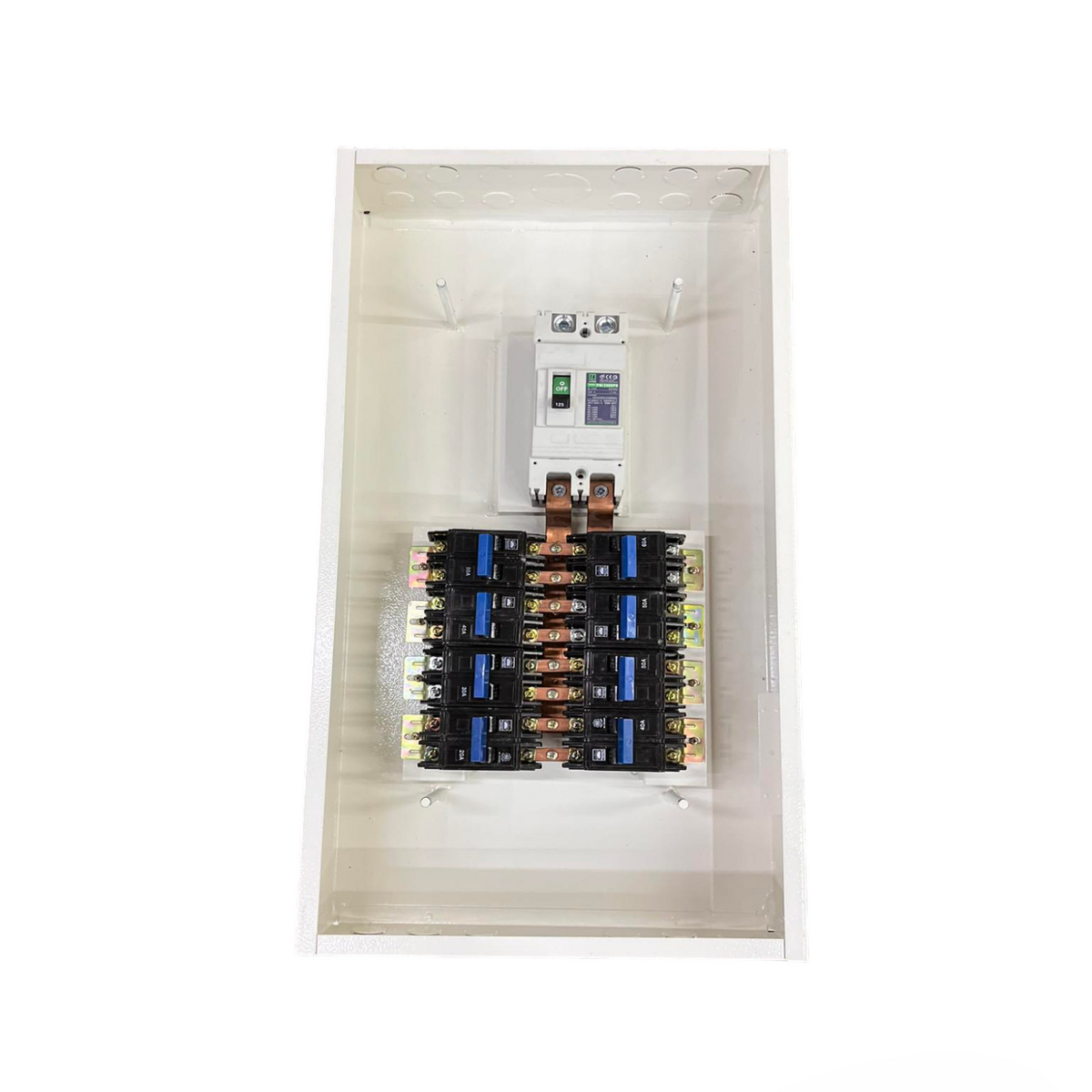 Koten GE 225A 2 pole panel board 8 Branches with mounted circuit breakers for electrical distribution
