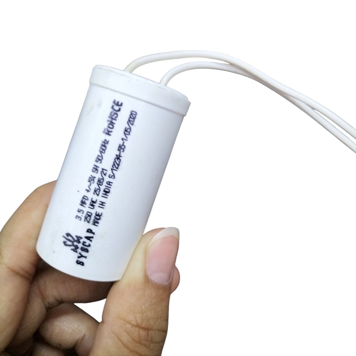 Syscap 250V AC Motor Running Capacitor with wires for electrical applications