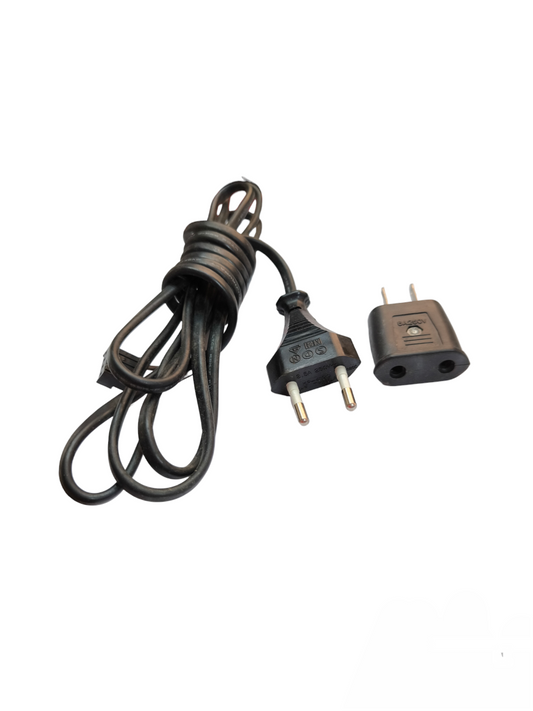 250V black electrical cord for industrial use with two-prong plug and adapter from China