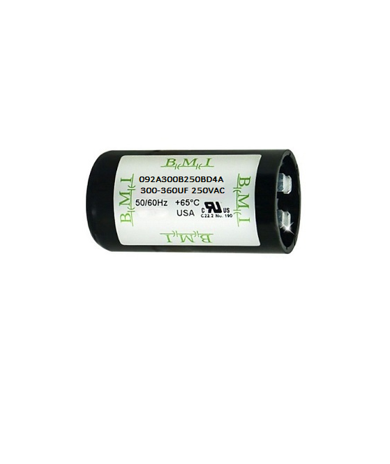 Motor Starting Capacitor 300-360uF BMI Brand Available in: (125VAC, 250VAC, 165VAC, and 330VAC)