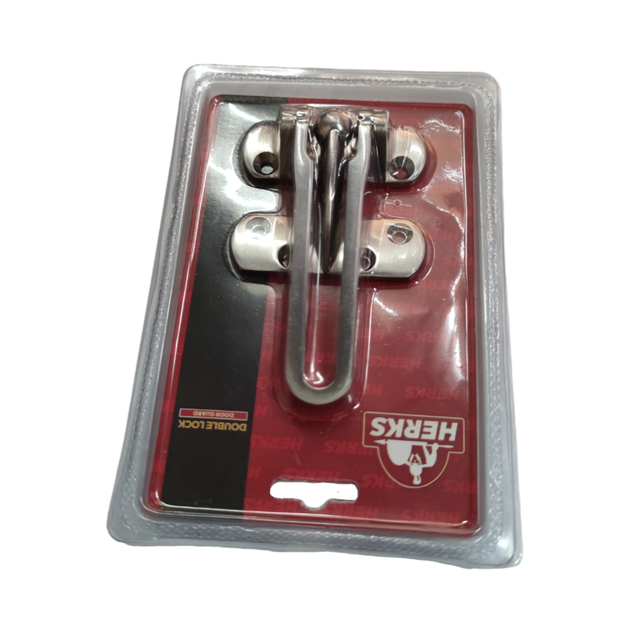Double Lock Door Guard Satin Nickle 108 x 68 x 21mm Zinc Alloy Door Chain Mode ( Herks) HD1002SN