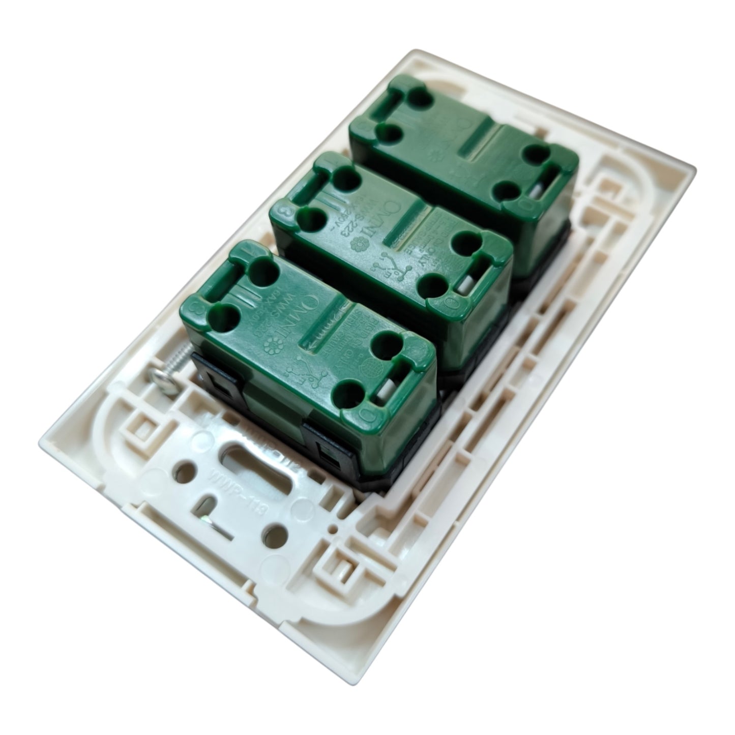 Omni 3 Gang 3 Way Switch with Plate 16A 250V WWP-113+(WWS-223x3)