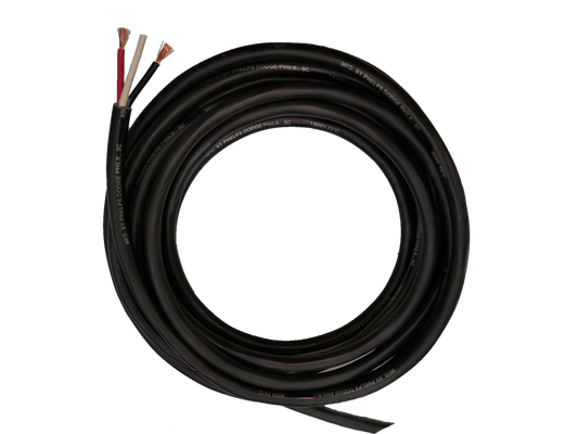 Phelps Dodge 3 core power cable 15 meters 3.5mm coiled black electrical wire with exposed copper ends
