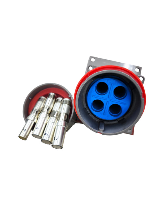 Grippes 300A 500V chassis type outlet with four metal contacts for secure electrical connections