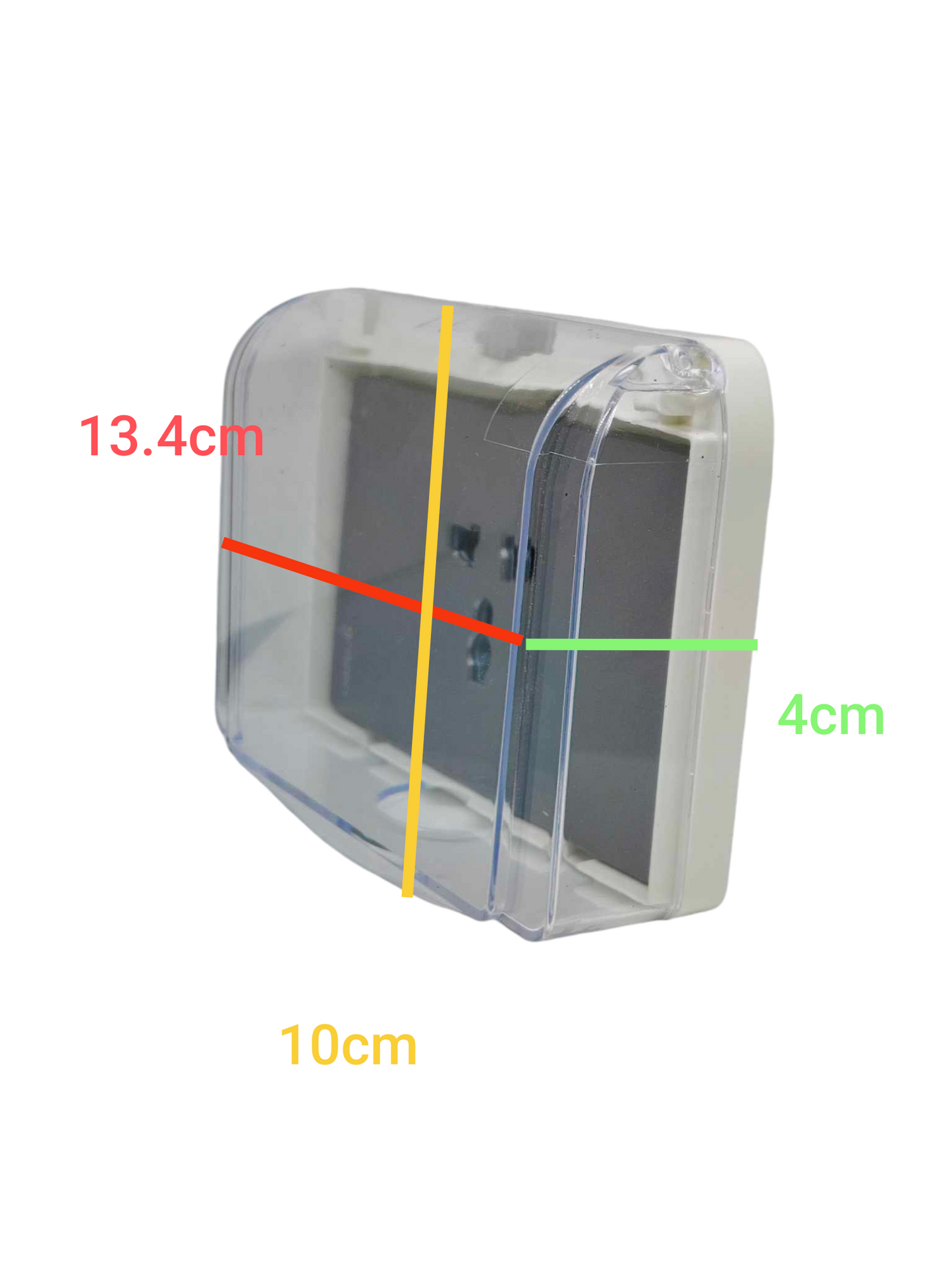 Grazen Weatherproof Cover Transparent with 1 Gang Universal Outlet with Ground 16A 220V WC-019-W+GW-012