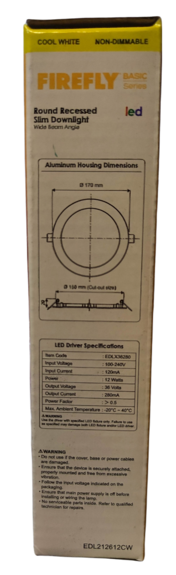 Firefly 12W LED Round Recessed Slim Downlight Cool White 220V