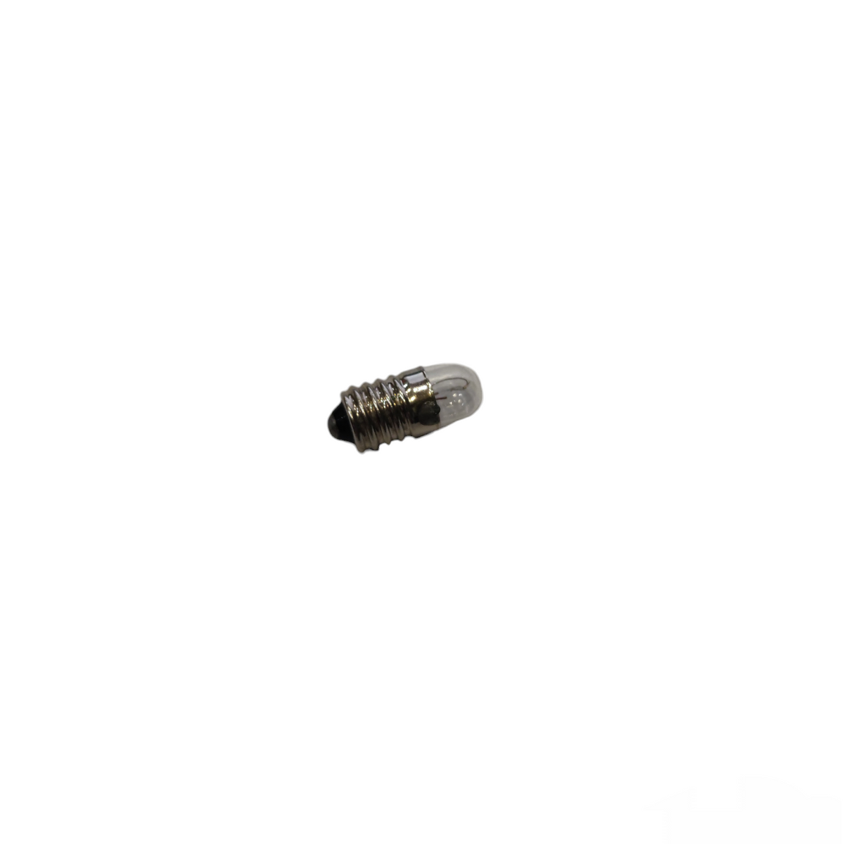Small cylindrical light bulb on a white background 3W Pilot Lamp 12V E10 Short, Indicator Bulb Pilot Light Electx Electrical Supply