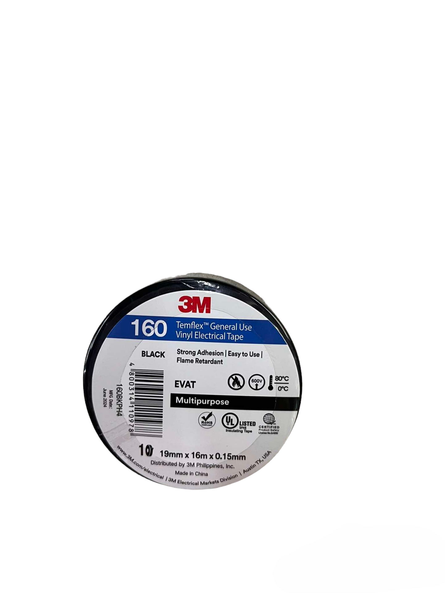 3M 160 black flame retardant electrical tape for general use and strong adhesion