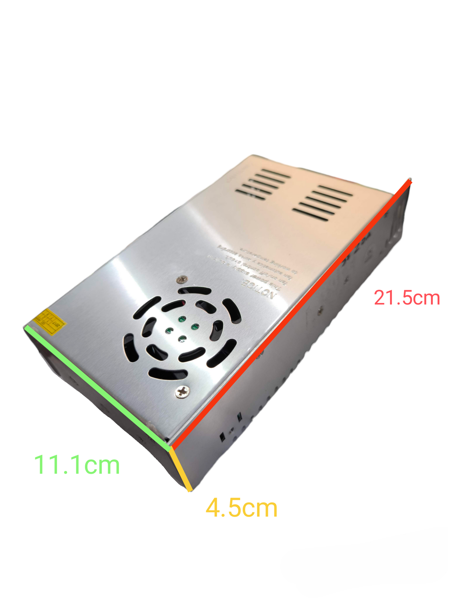 ZwitseRise 3V DC 20A Switching Power Supply metal case with cooling fan and ventilation slots