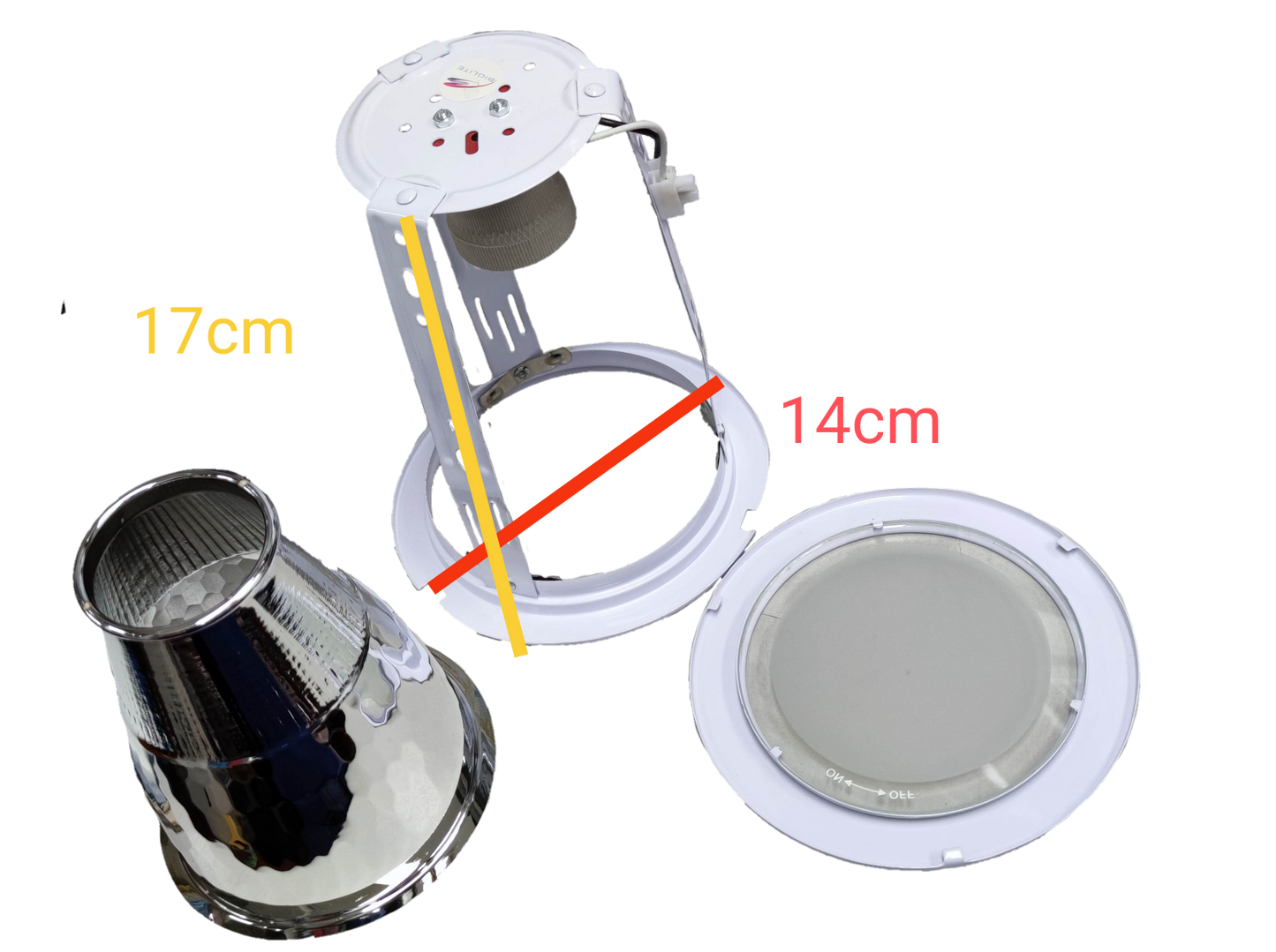 Biglite 4 inch E27 downlight fixture with white trim and metal reflector for lighting installation