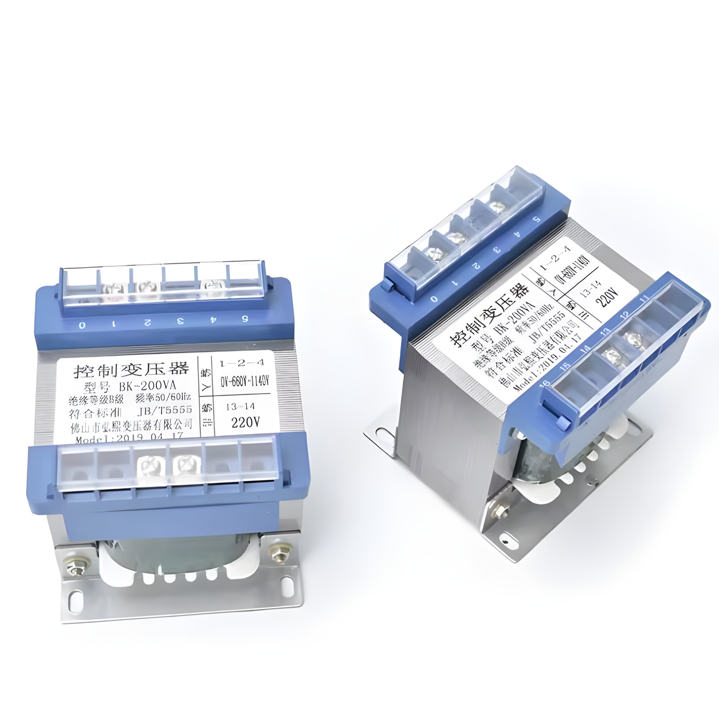 Wixim 4000VA Control Transformer Input Voltage with blue terminal covers and metal mounting base