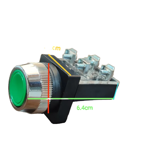 Push Button Switch Green 25mm 6A 2NO/2NC