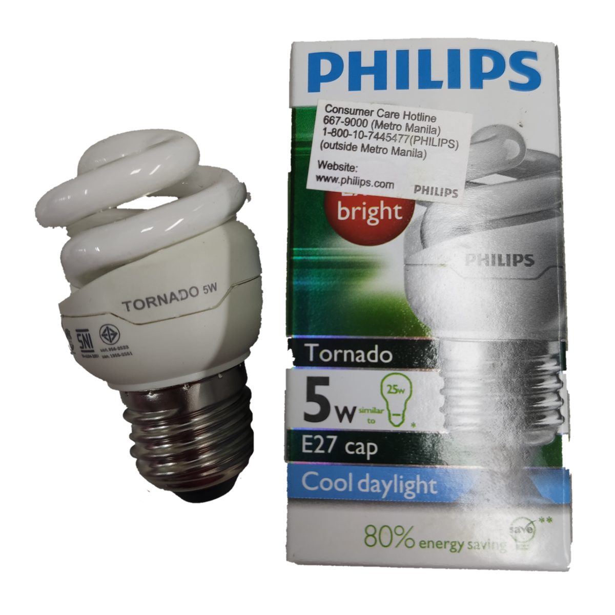 Philips 5W CFL E27 220V Spiral Tornado Daylight