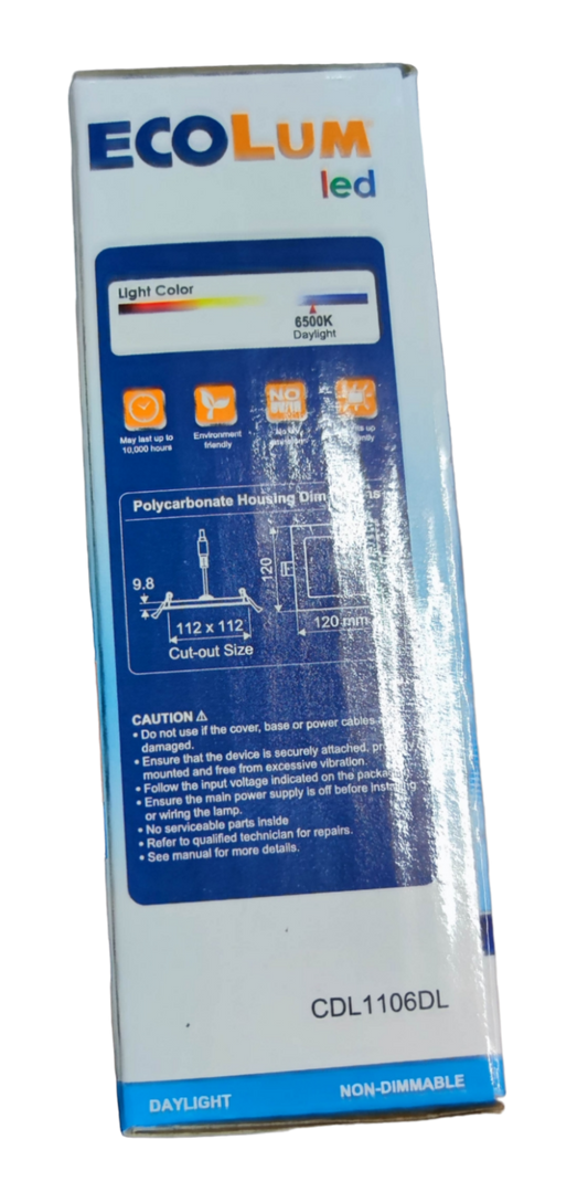 Ecolum 6W LED Downlight Square Daylight 6500K 220V